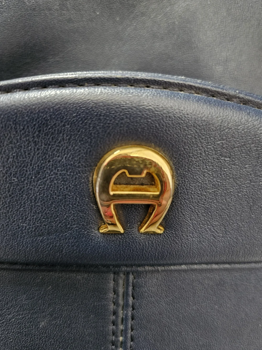 Etienne Aigner Navy Leather Crossbody with Gold Hardware